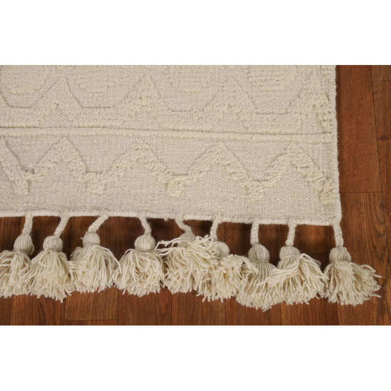 Tapis décoratif ivoire à motif oriental marocain 2x3