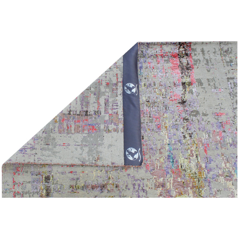 Tapis noué à la main de haute qualité en beige / rouge, Rectangle 8 pi x 10 pi