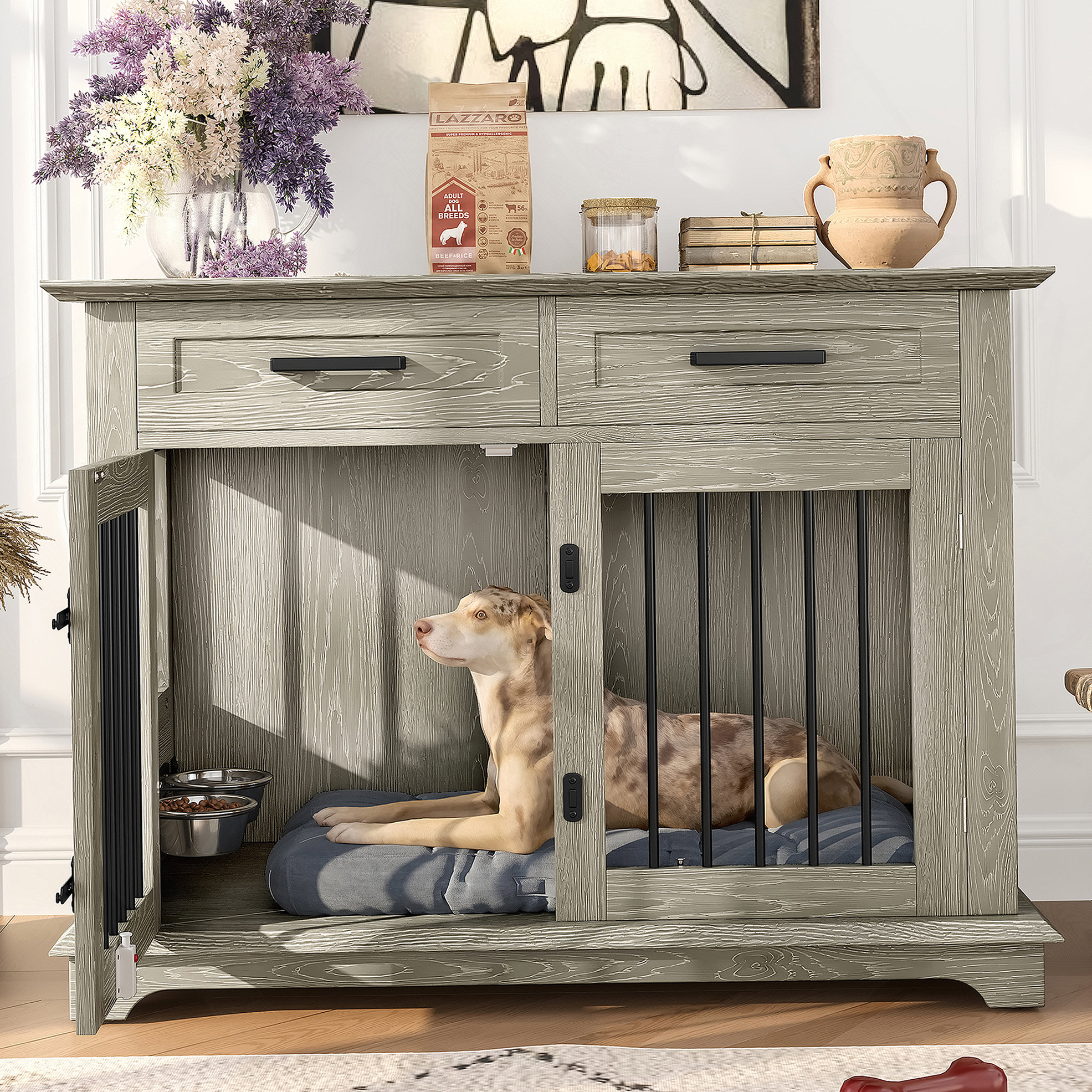 Stunning Crates With Storage Design For Dog image
