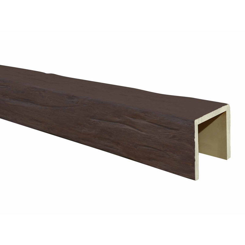 Poutre de plafond en faux bois vieilli H 4 po x l 192 po x P 4 po, Noyer foncé