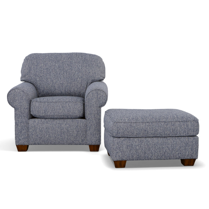 Tobias Chair & Ottoman, Indigo Blue
