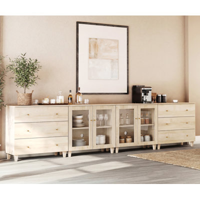 Lysiane Modular Buffet Cabinet Sideboard With Drawers and Adjustable Shelves For Kitchen Dining Room, 142 Inches Wide
