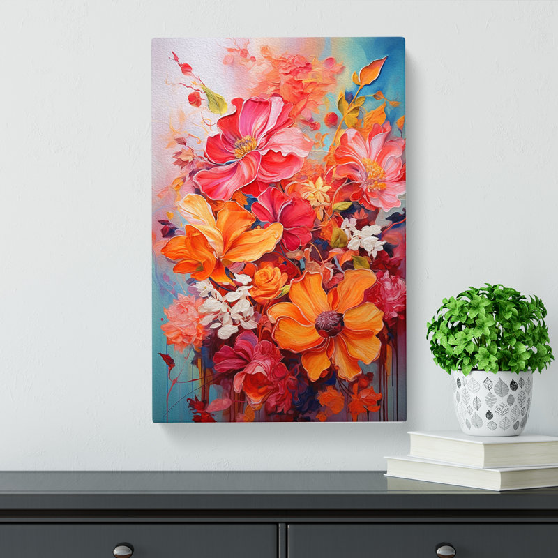 Floral Action Painting No.2 - Wrapped Canvas Print, 50cm H x 35cm W x 3cm D
