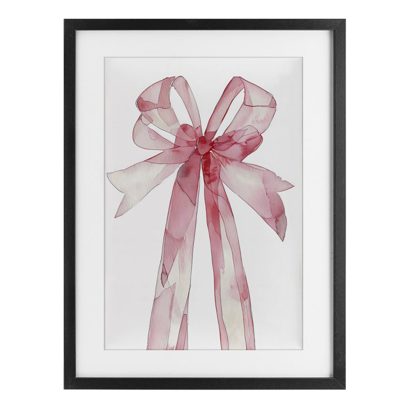 «Coquette Pink Bow Illustration», reproduction encadrée sous verre, design par LSR Design Studio, H 23 po x l 17 po