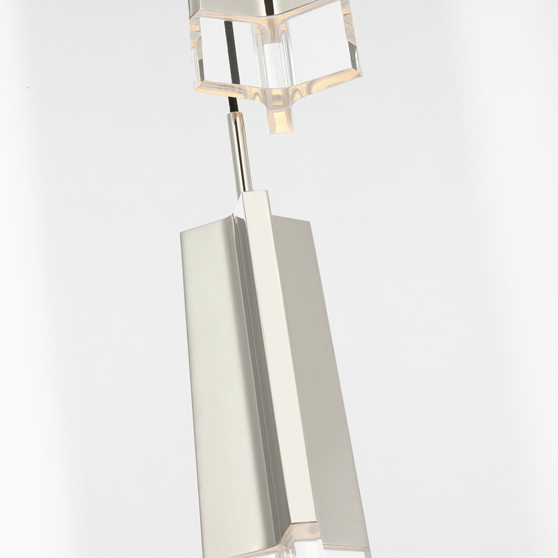 Thomas O'Brien Matcha 2 Light Pendant in Bronze with Clear Glass, Polished Nickel