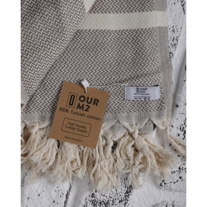Serviette de bain et de plage Hisar | 100% coton turc biologique | Hammam | Peshtemal | Fouta, Beige