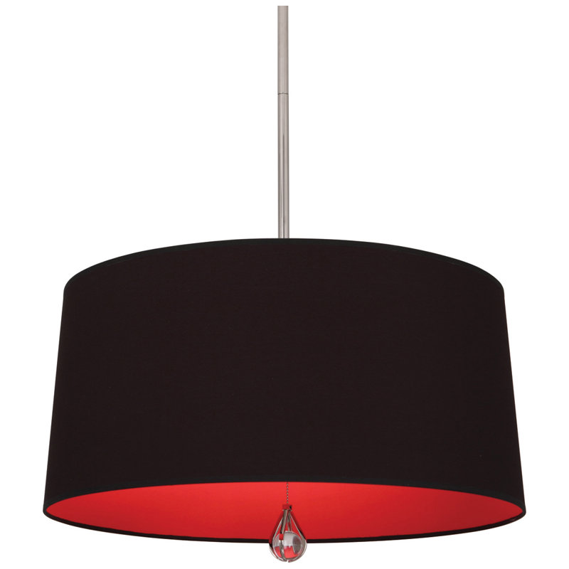 Custis 3 - Light Chandelier, Blacksmith Black Fabric, Polished Nickel