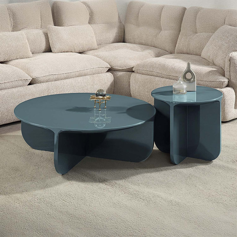 Table basse ronde, bleu sarcelle ultrabrillant