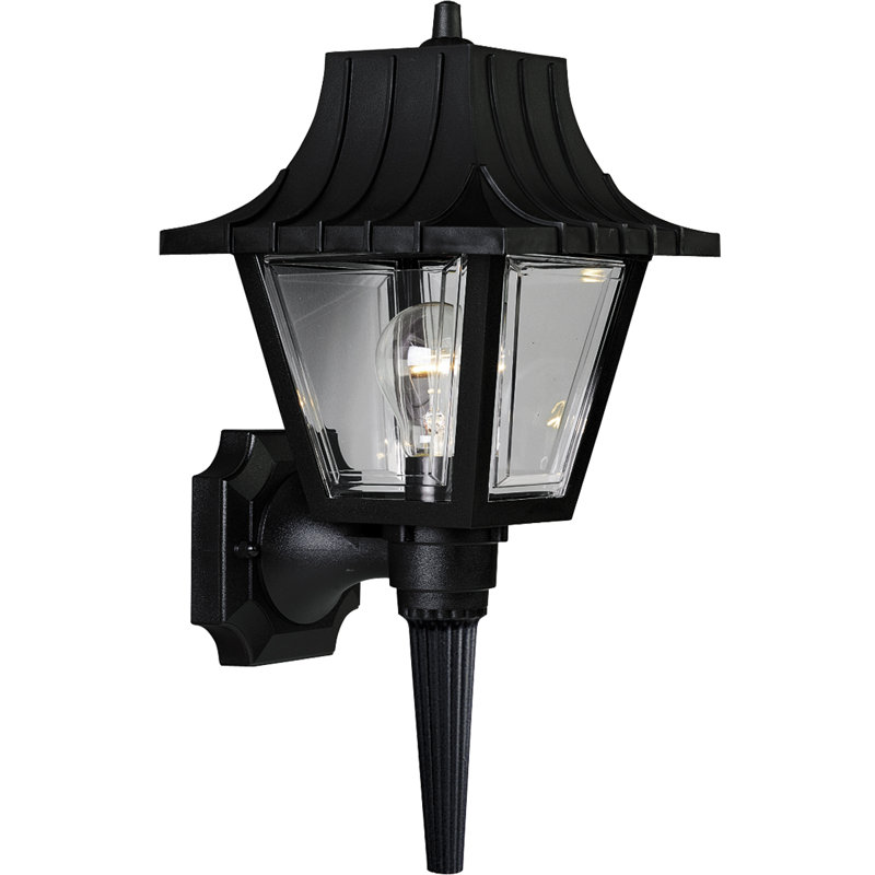 Lanterne murale d'extérieur en verre biseauté H 17 po Rawson, Noir