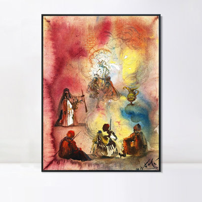 Impression giclée sur toile encadrée, série n° 023, par Salvador Dali : décoration murale pour salon, maison ou bureau (cadre noir fin, 45,7 x 61 cm).