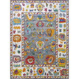 Handmade Cotton and Wool Abstract Area Rug