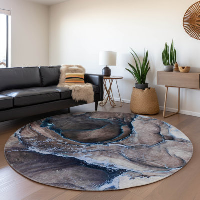 Premium Machine Washable Cerrito Amf525 Navy Rug