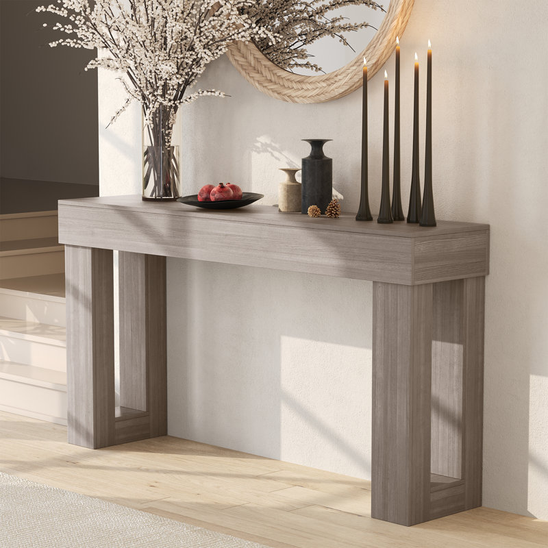 63" Hollow Leg Console Table | Modern Entryway Sofa Table for Living Room, Hallway & Foyer, Gray