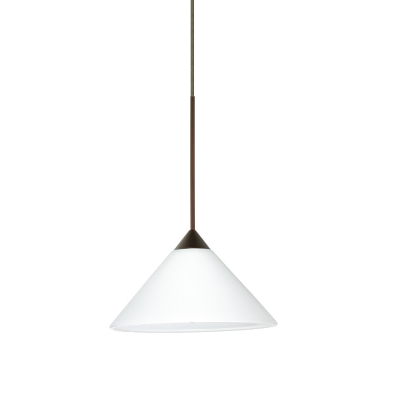 Luminaire suspendu 1 lumière à cône simple Rodrigues, Bronze, Blanc, DEL