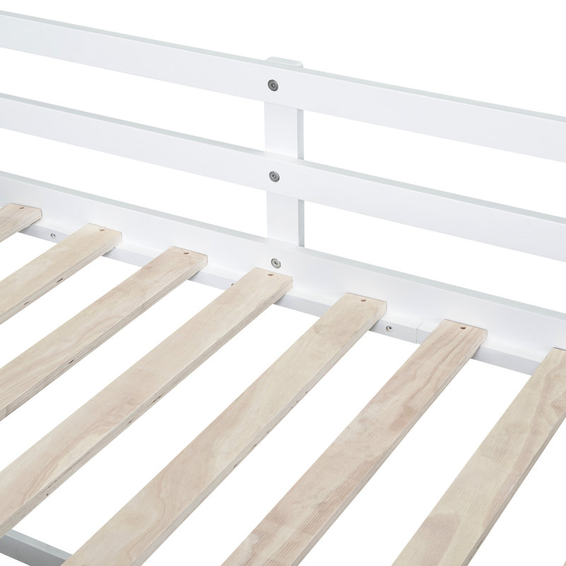 Lit mezzanine simple de taille simple en blanc avec rangement roulant - Bois massif pour un bureau de configuration de chambre à coucher pratique