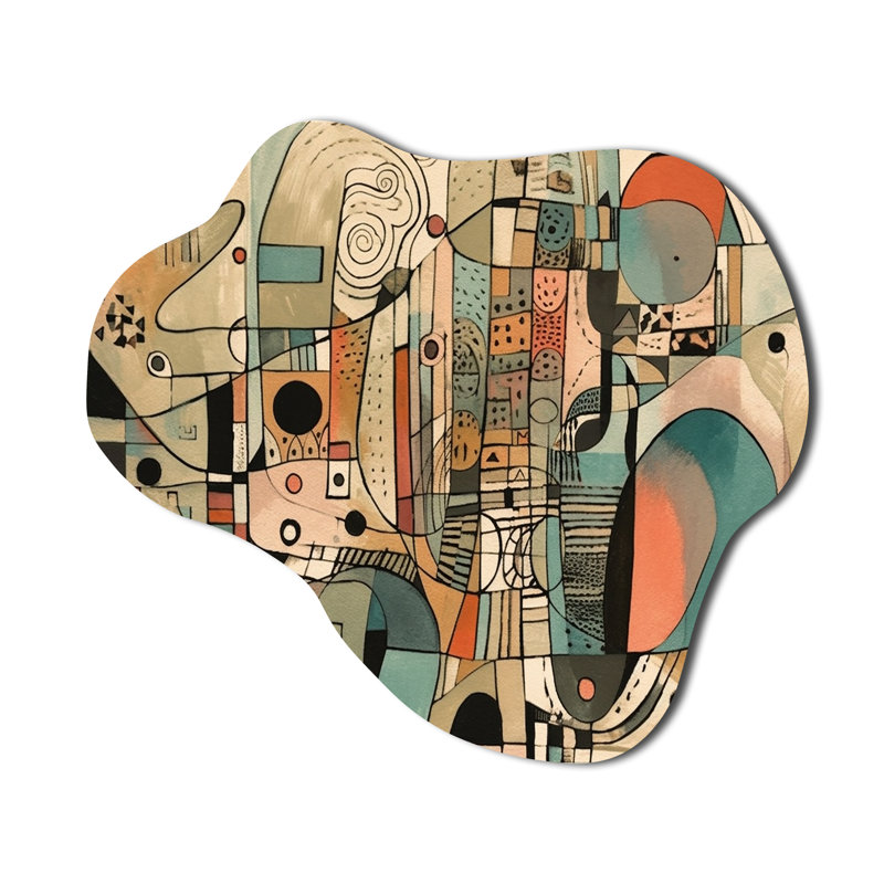 «Golden Mid Century Boho Dessin - Asymétrique abstrait minimaliste, décoration murale en métal, sculpture murale en métal