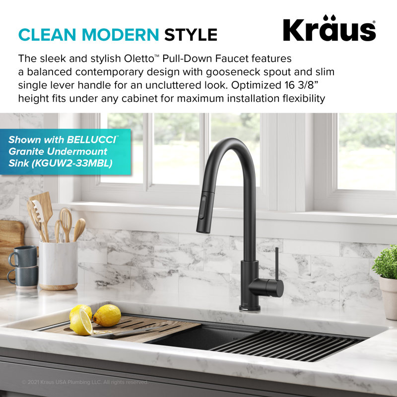Kraus Oletto Single-Handle Touch Kitchen Sink Faucet, Matte Black