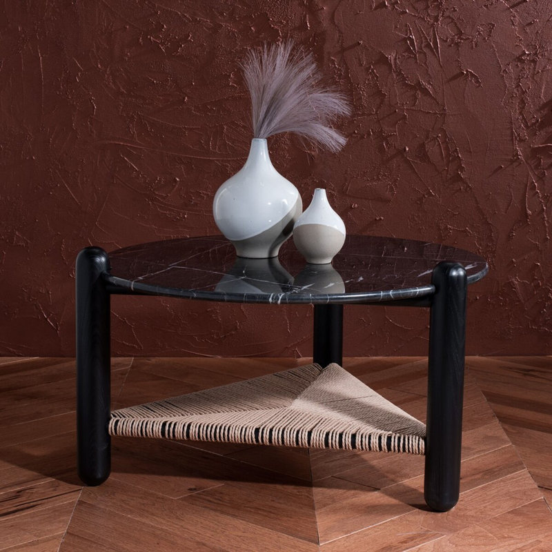 Trish Coffee Table, Black, Marble Black /Gray