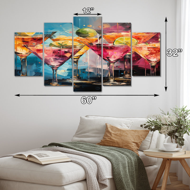 «Cocktail Cocktail Confetti IV» sur toile, reproduction de 5 pièces