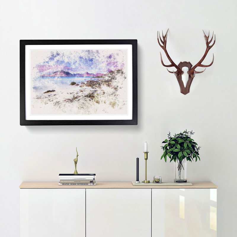 Elgol Village In The Isle Of Skye - Picture Frame Painting, 62cm H x 87cm W x 2cm D, Black Framed