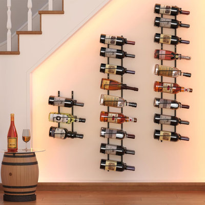24 Bottle Wall Mounted Wine Rack, Black Carbon Steel Arc Design Adjustable Shelf