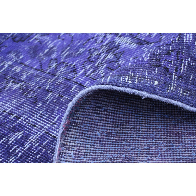Tapis de la surface en laine bleu 9 pi 7 po x 13 pi 9 po "one-of-kind" -noué la 1990 Alleena