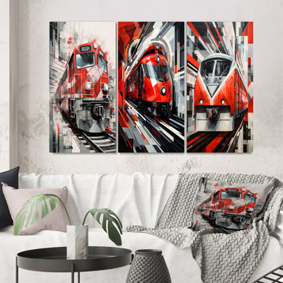 «Train Geometric Momentum», 3 pièces sur toile