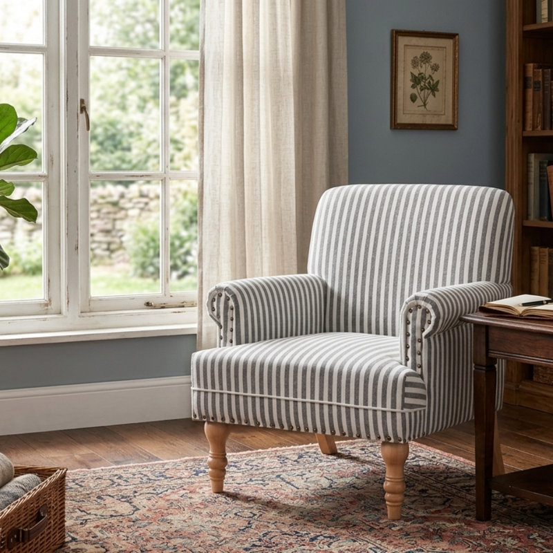Fauteuil rembourré en bois, Gris foncé