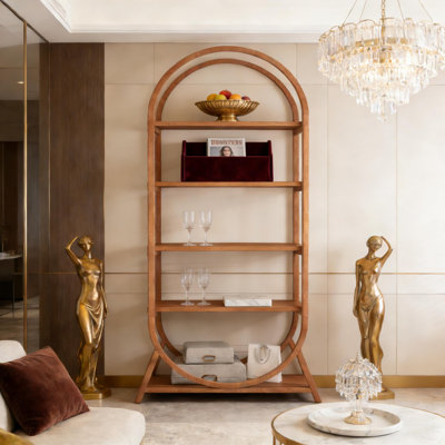 Versatile Display Rack,5-Tier Bookshelf,Compact Arched Bookcase