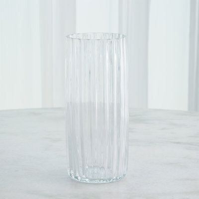 Pleated Glass Vase-Clear