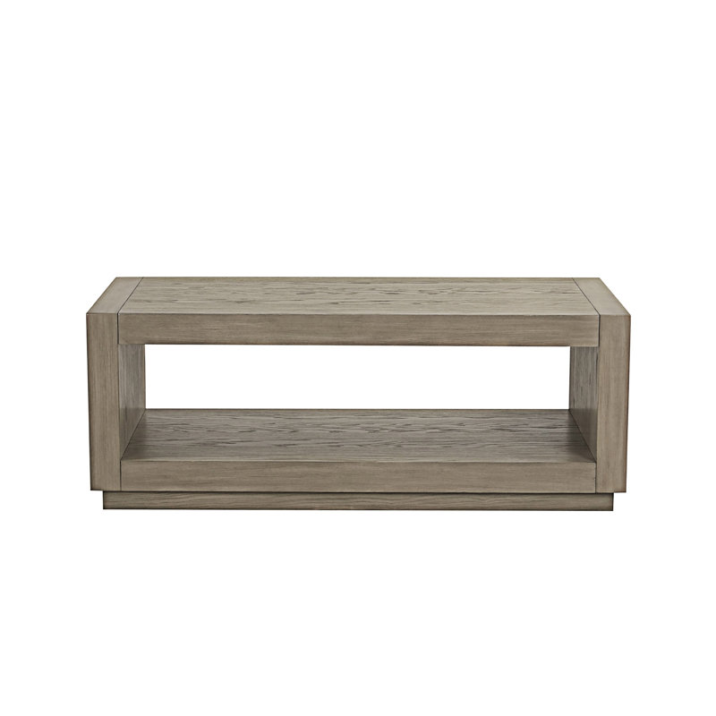 Table basse rectangulaire contemporaine avec tablette inférieure ouverte, Naturel