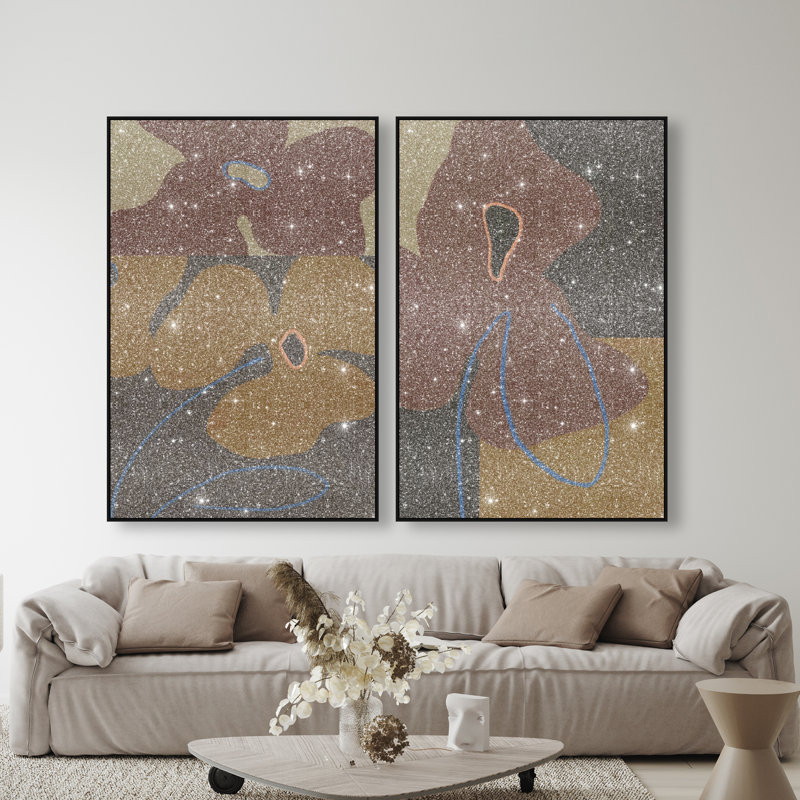 Moody Flowers Set Set by Oliver Gal, 55" H x 37" W, Black Floater Frame