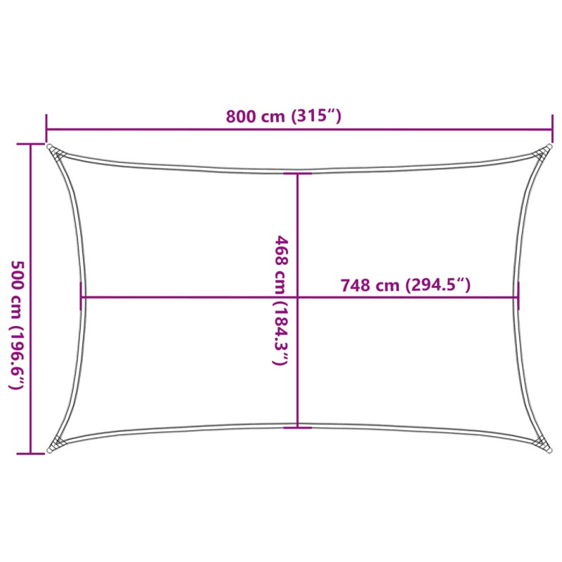Canasia 100% Polyester Oxford Rectangle Shade Sail, Sand, 8m x 5m