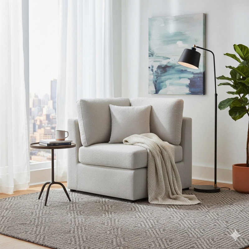 Fauteuil d'angle en coin - gris