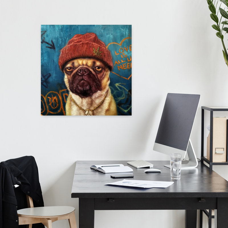 Insomnie, art urbain contemporain pour chien, H 18 po x l 18 po