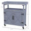 Banc de rempotage extérieur, table de rempotage en bois avec armoire de rangement, plateau de table en aluminium, roues en caoutchouc pour la cour, patio, balcon, gris