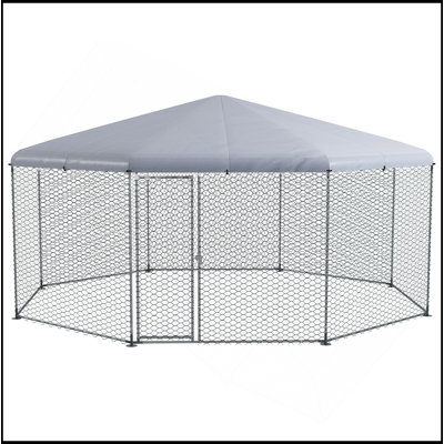 Grande cage à poules en métal pour poulets, canards et lapins avec couvercle imperméable et anti-UV, cage à poulets pour l'extérieur et la ferme, 17 pi x 15,7 pi x 9 pi