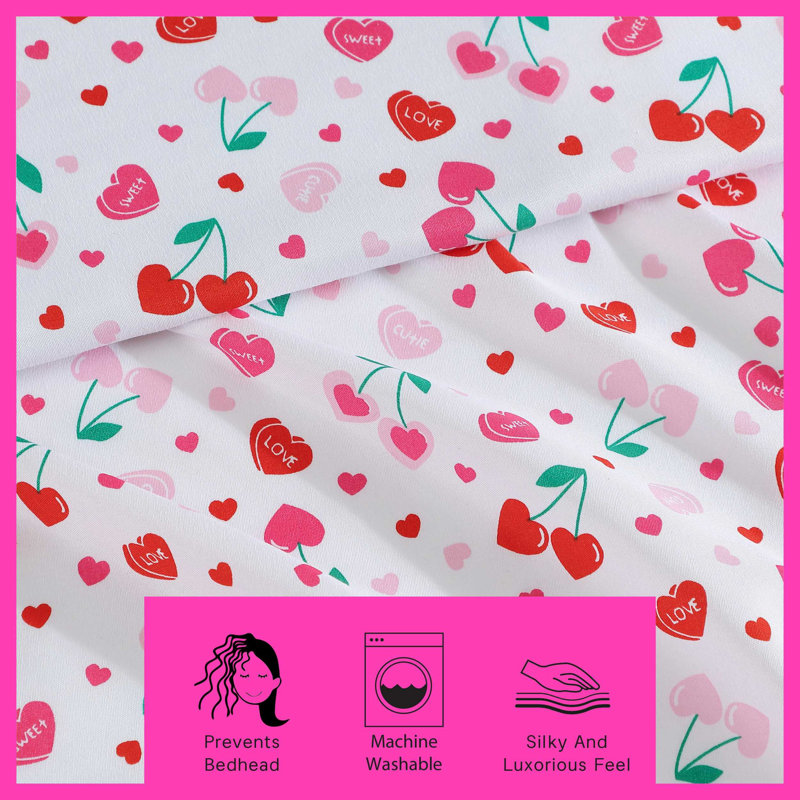 Sweet Tart Cherries Pink Twin XL Microfiber Bedding Set