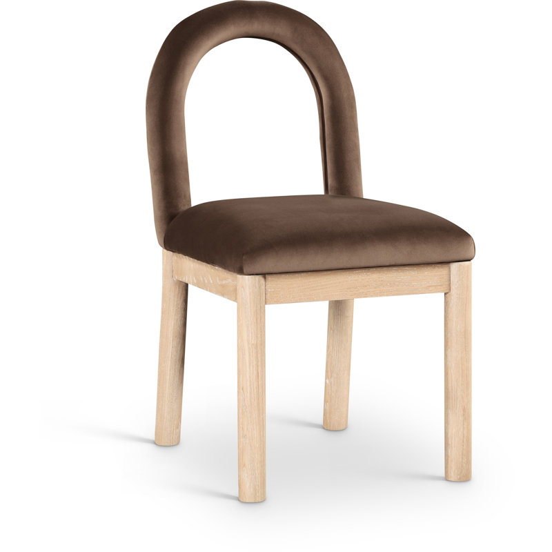 Conrad Macleod Linen Textured Fabric Dining Chair, Natural, Brown Velvet