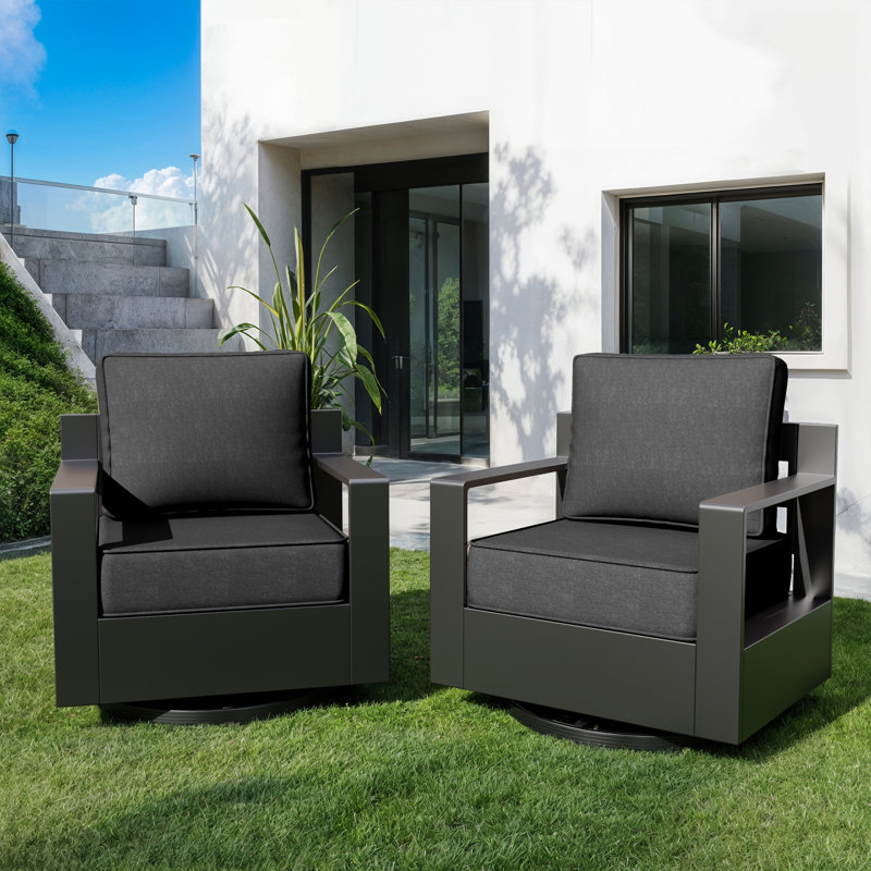Patio Chair with Cushions（Set of 2）, Gray