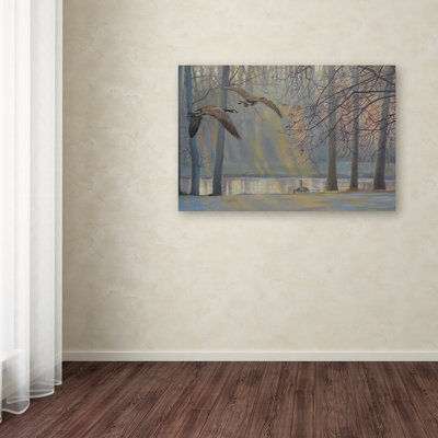 'Geese an Pond' Print on Wrapped Canvas