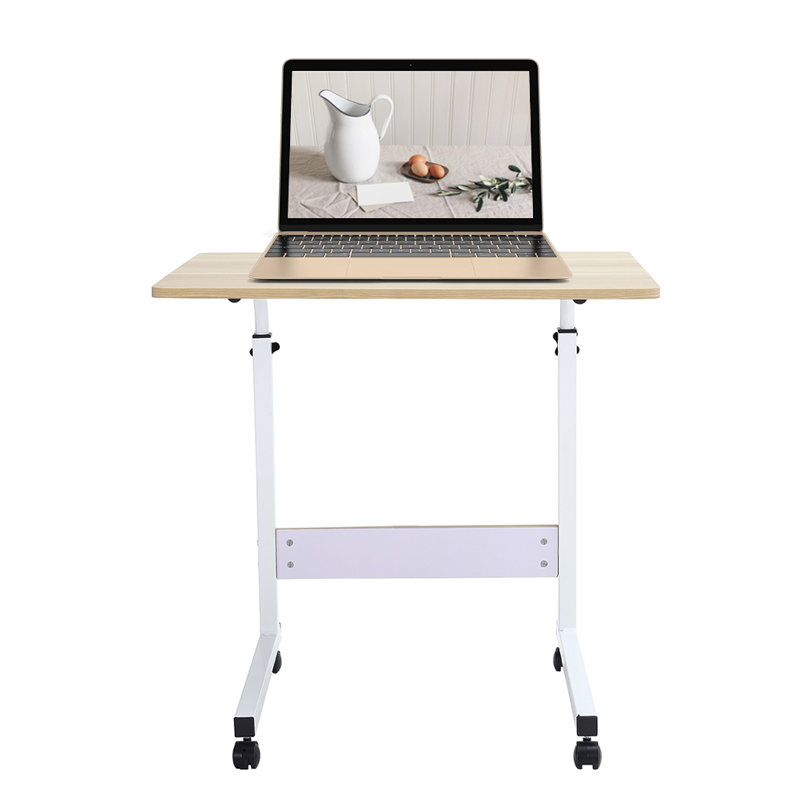 Height Adjustable Computer Table Standing Desk with Wheels, Yellow, White