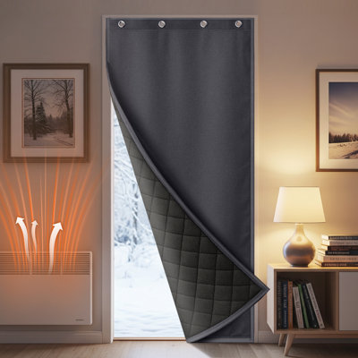 Heavy Duty 3-Layer 420GSM Thermal Door Curtain, 100% Blackout Waterproof Windproof Soundproof Quilted Curtain for Entryway, Patio & Garage