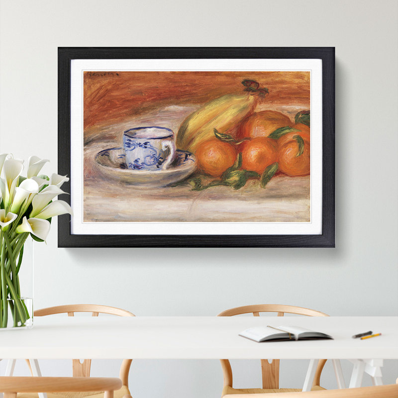 Still Life with Fruits Vol.2 by Pierre-Auguste Renoir - Picture Frame Painting, 27cm H x 36cm W x 2cm D, Black