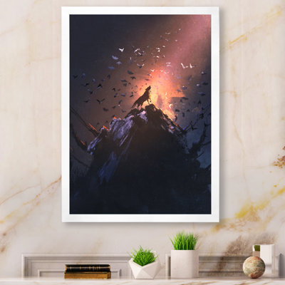 «Video Game Fantasy Wolf on Rock», reproduction de cadre photo sur toile