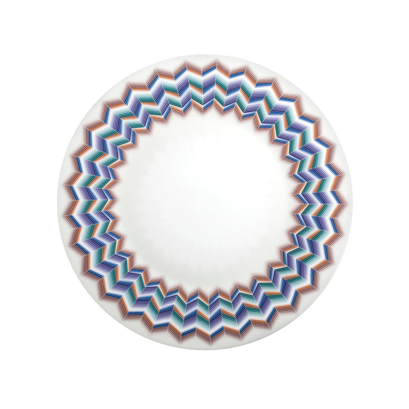 Zig Zag Bone China Dinner Plate, Blue