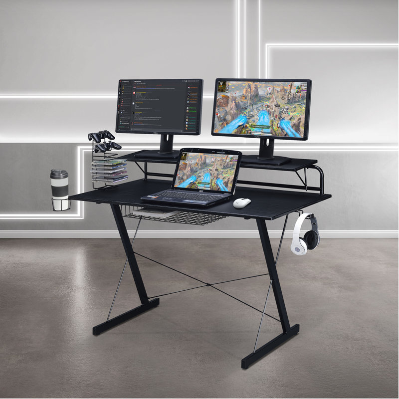Bureau d'ordinateur avec tablette en carbone Techni Sport TS-200, Noir