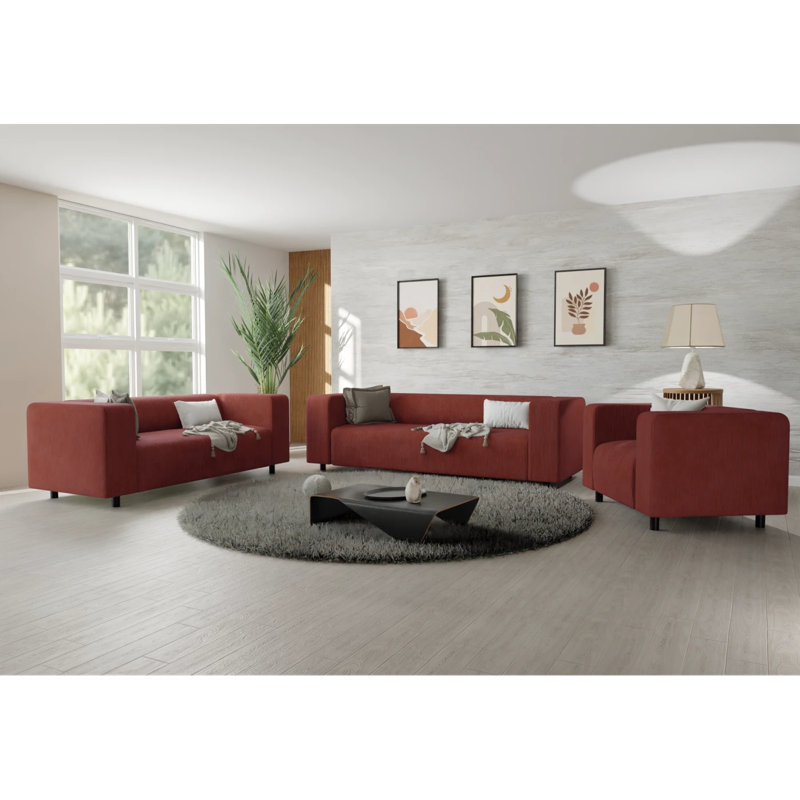 Sofie 3 - Piece Living Room Set, Terracotta