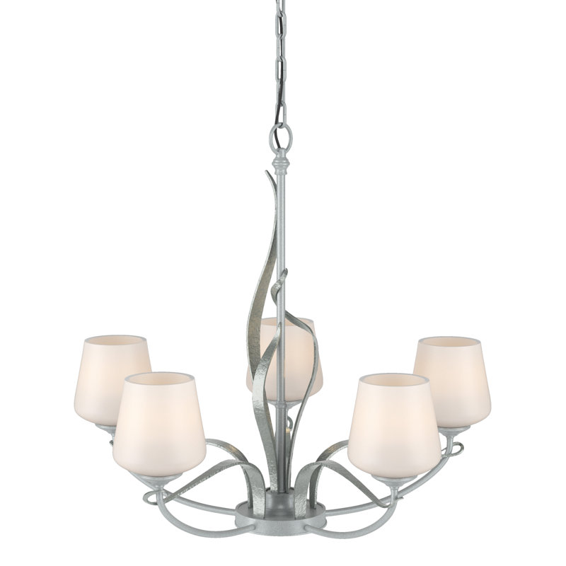 Flora 5 - Light Candle Style Classic / Traditional Chandelier, Opal, Vintage Platinum