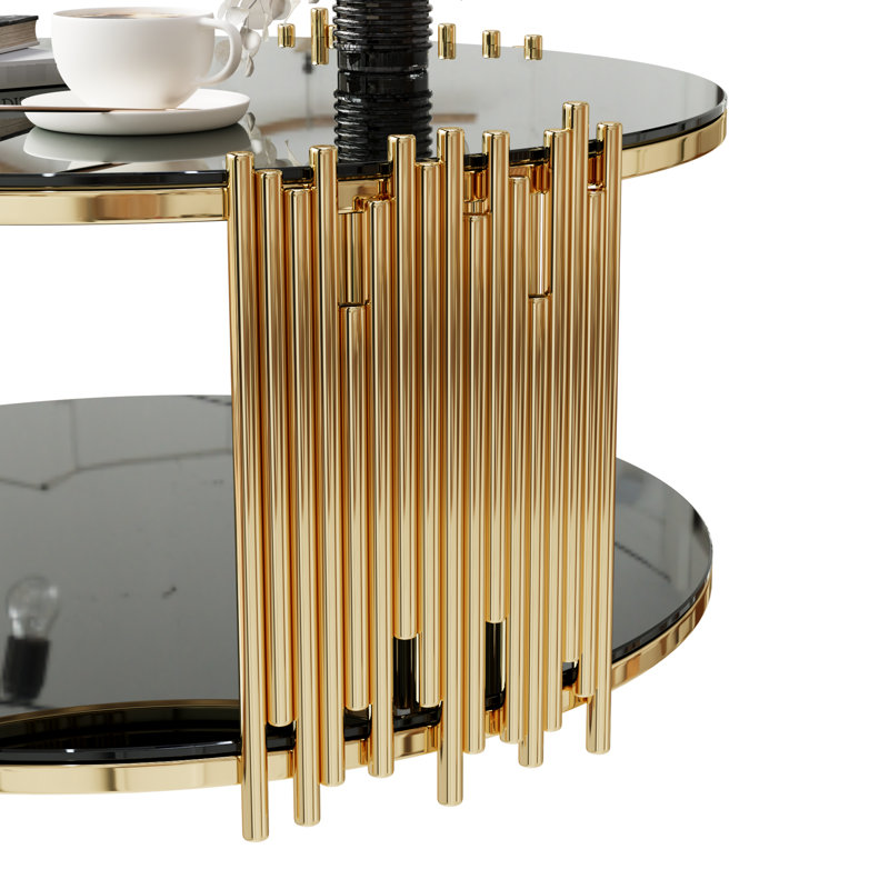 Table basse multifonctionnelle pour la maison, en acier inoxydable avec surface de vie en verre noir